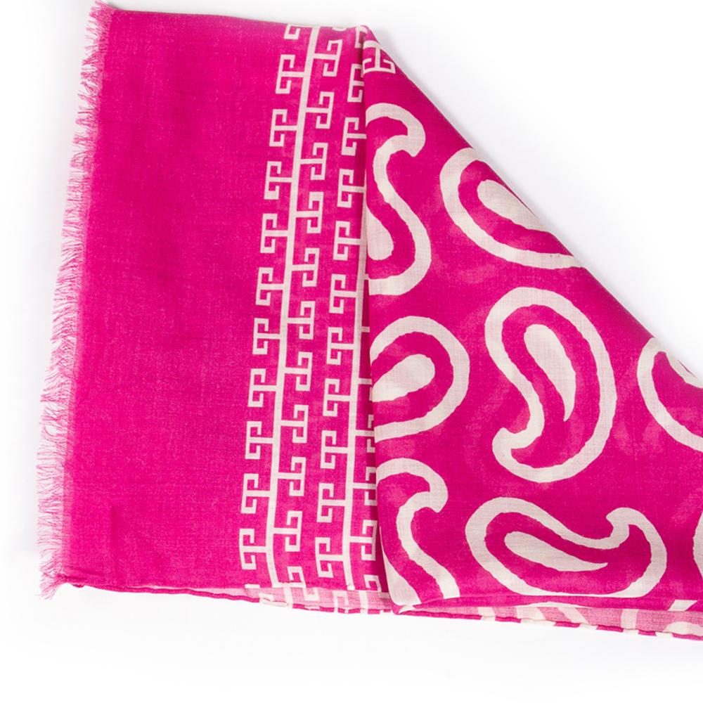 KITON HOT PINK & WHITE PALANKIN SCARF | WOMENS SIZE 174CM